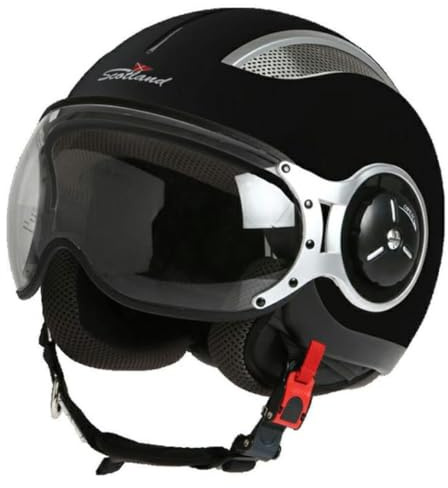 Scotland Casco Moto Demi-Jet Steel, Nero Opaco, Taglia L