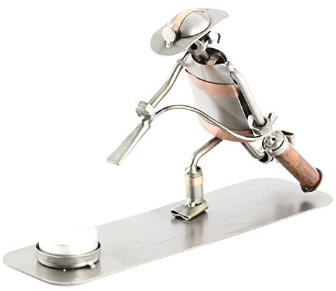 Steelman24 I Omini di Viti Vigile del Fuoco Portacandelina I Idee Regalo Originale I Soprammobili in Metallo I Modellino