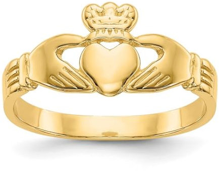 JewelryWeb Ring aus 14 Karat Gelbgold, poliert, für Teenager, irischer Claddagh-Stil, keltischer Dreifaltigkeitsknoten, Größe 3