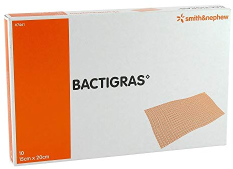 BACTIGRAS antiseptische Paraffingaze 15x20 cm 10 St