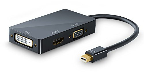 CSL - 4k 3in1 Mini Displayport 1.2 zu HDMI VGA oder DVI Adapter - 3840x2160 UHD 2160p 4k - kompatibel mit PC MAC Apple ASUS Dell Google Lenovo HP Toshiba Video und Audio-Übertragung - schwarz