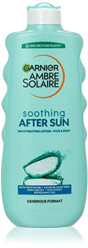 Garnier Ambre Solaire After Sun Lotion, for Face & Body, with Naturally Derived Aloe Vera, Intensely Rehydrates Skin, Instant Cooling Effect, Approved by Cruelty Free International, 400 ml