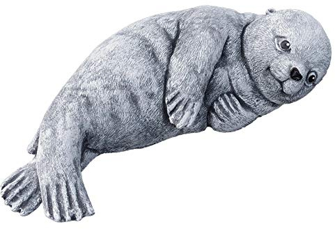 stoneandstyle Steinfigur Robbe Seehund, Frost- und wetterfest bis -30°C, massiver Steinguss