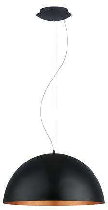 EGLO Pendelleuchte Gaetano 1, 1 flammige Hängelampe Industrial, | Hängeleuchte aus Stahl in Schwarz, Kupfer, Esstischlampe, Wohnzimmerlampe hängend mit E27 Fassung, Ø 53 cm