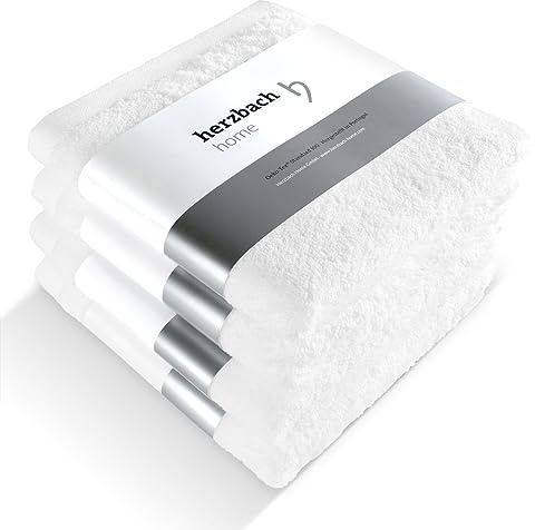 herzbach home Handtücher Pura 50x100 cm 4er Set 100% Baumwolle | extra weich und saugstark, langlebig und pflegeleicht, mit Aufhänger, gehobene Gramatur 550 gsm, Hergestellt in Porugal