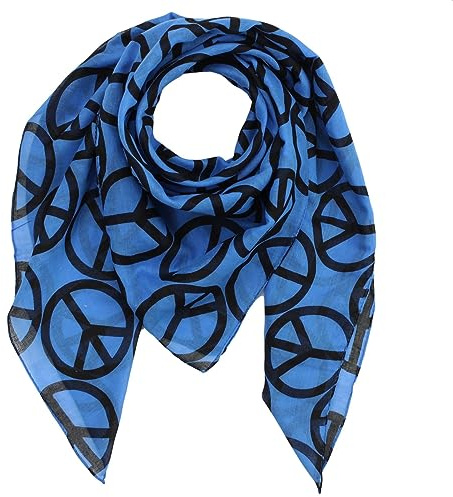 Superfreak® Bomullstyg med Peace-mönster°Tyg°Scarf°Peacetuch°100 x 100 cm° 100 % bomull° alla färger! !, blå