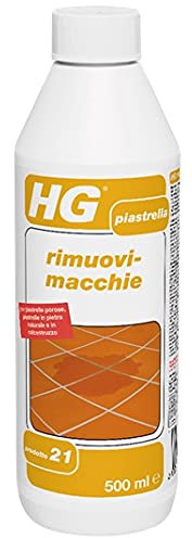 HG Rimuovimacchie n.21, Smacchiatore che Rimuove Grasso, Macchie di Olio e Resina da Piastrelle in Terracotta, Mattoni, Lastricati, Pietra Naturale, Porcellana Cemento e Calcestruzzo -500ml 166050108