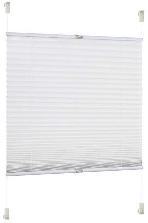 Rapid Teck Plissee ohne Bohren - Plissee lichtdurchlässig 70cm x 130cm Weiß als Sicht- und Sonnenschutz - Klemmfix Fenster Plissees innen ohne Bohren – einfache Montage inkl. Zubehör