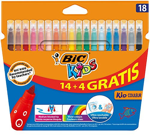 BIC Kids Filzstifte, bunt Etui de 14+4