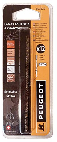 Peugeot 803229 Jeu de 12 Lames rondes scies à chantourner pour sciage rapide long 127mm ø 1,2 mm n° 7