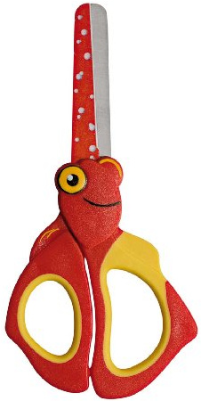 Wedo 0736001 Niños Tijeras, para Manualidades, Nemo Puntas Redondeadas de Acero Inoxidable, 13 Cm, Rojo/Amarillo