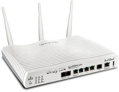 Vigor 2830Vn-plus - 4 switch LAN 1000Base-TX; RJ-45; 1 porta ADSL2/2+ WAN1; RJ-11; 1 WAN2 1000Base-TX LTE; 802.11n; VoIP; USB; QoS; CSM; Bianco (V2830VNP)