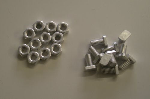 50 Cropped Head Aluminium Bolts with Nuts for Greenhouses
