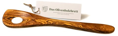 DAS OLIVENHOLZBRETT®Risottolöffel/Pfannenwender mit Loch/Löffel/30cm | Hochwertiger Küchenhelfer aus Olivenholz/vielseitig einsetzbar/ Kochlöffel aus Holz/ perfekt für jede Küche