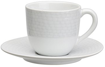 Avet Spain Juego de Tazas para Café con Plato, Gres, Blanco, 6.8x6.82x6 cm, 6 Unidades