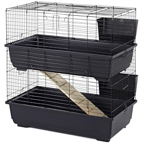 Little Friends Rabbit Cage, Double Tier, 80 cm,Blue/Black