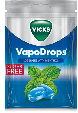 VICKS VapoDrops Menthol, Classic Sugar Free Vegan Lozenges With Menthol, Pack 72g