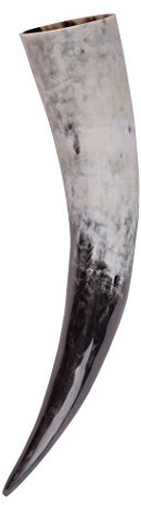 Battle-Merchant Hochwertiges Wikinger Trinkhorn, ca. 3 Liter | Lebensmittelechtes Naturhorn, Poliertes Rinderhorn, Mittelalter Met-Horn, Reenactment, LARP & Fantasy Cosplay