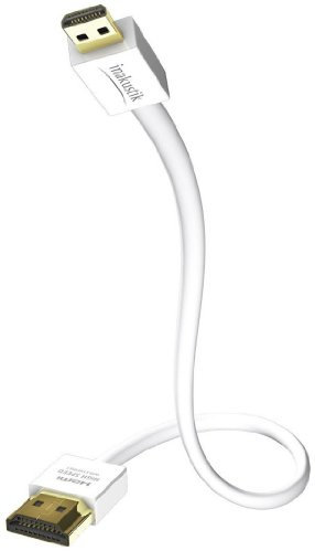 inakustik – 004246305 – Premium Standard HDMI -> Micro D Kabel mit Ethernet | Extrem dünnes und flexibles Kabel (nur 3,6mm) | 5,0m in Weiß | Ultra HD 2160p (4K 25/30Hz) - HD-Audio - aktiver Chip im Stecker