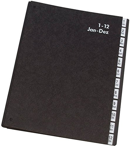 Q-Connect KF04562 Pultordner Hartpappe, 1-12 schwarz