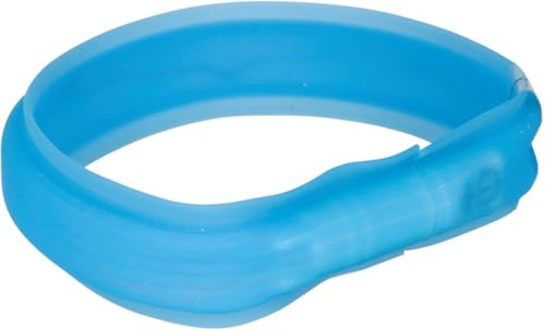 TRIXIE LED-Leuchthalsband aufladbar für Hunde Gr. L–XL – blau | Wiederaufladbar und individuell einstellbar – leuchtstark für sichere Sicht auf Spaziergängen im Dunkeln