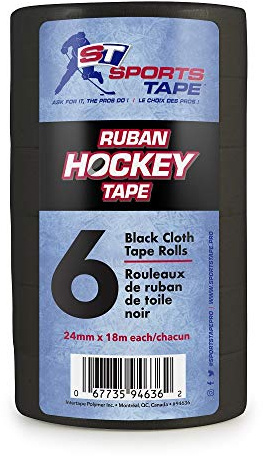 SportsTapee Hockey Tape - 6 Roll Multipack (Black), 0.94 x 19.7 yd