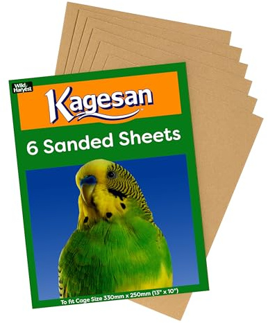 Kagesan Fogli di sabbia per gabbie per uccelli, piccoli (33 x 25 cm), confezione da 72