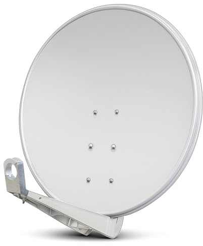 PremiumX DELUXE100 Satellitenschüssel 100cm SAT Schüssel aus Aluminium in Hellgrau Offset Satelliten-Antenne FullHD 4K UltraHD