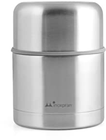 Inoxpran 969 Portavivande in Acciaio Inox, Adatto ad Ogni Pietanza, capacità 0,50 L, Mantiene Il Caldo e Il Freddo, con Coperchio Che Funge da Tazza, 10x10x14 cm