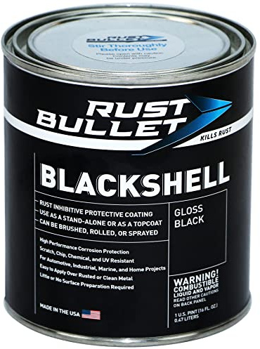 RUST BULLET BlackShell - Gloss Black - 1 Pint - Corrosion Preventive Coating, UV Resistant Rust Proofing Paint, Long-Lasting Metal Protection