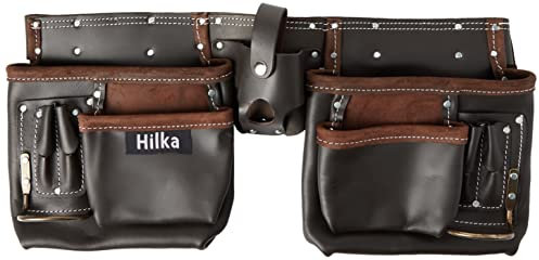 Hilka 77705002 Heavy Duty Oil Tanned Leather Double Tool Belt,Brown