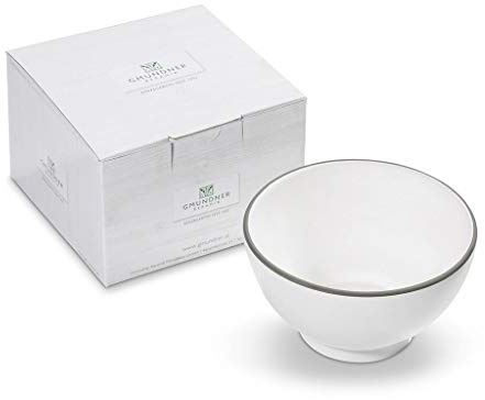 GMUNDNER KERAMIK Cereal Bowl Large Capacity 0.4 litres Grey Rim Crockery Handmade in Austria
