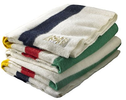 Woolrich 108 by 100-Inch Hudson Bay 8 Point Blanket, Natural with Multi Stripes