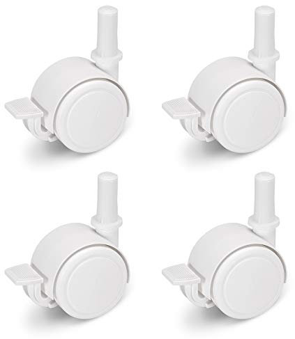 FabiMax 3117 Parkettrollensatz (4 Stück) mit Bremse für Kindermöbel, weiß