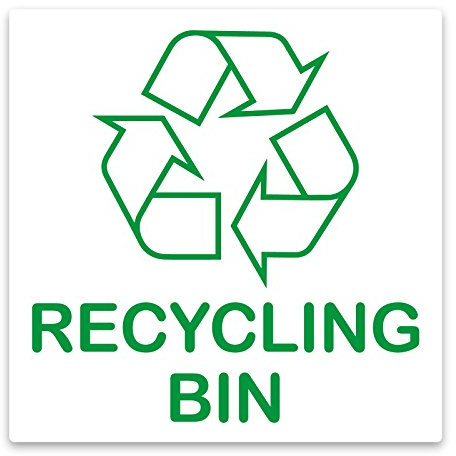 stika.co Pack of 2 Recycling Bin Stickers - 87 x 87mm Self Adhesive Vinyl Labels - Waterproof Waste Separation Signs with Clear Recycling Symbols Indoor Outdoor