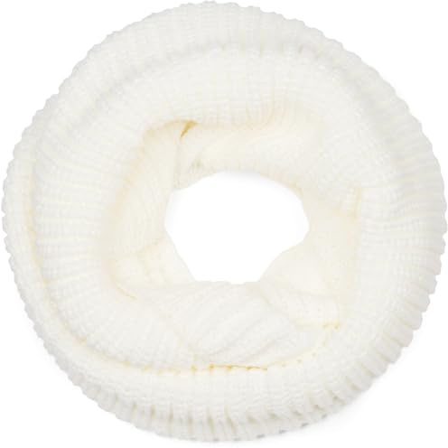 styleBREAKER 01018112 Bufanda circular, de punto fino, de un solo color, unisex Blanco (Creme-Weiß) Talla única