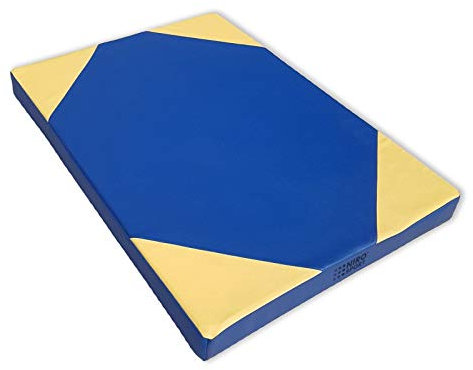 NiroSport Turnmatte 100 x 70 x 8cm Blau/Gelb Weichbodenmatte Sportmatte Fitnessmatte Kunstleder