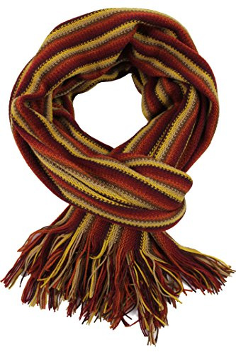 Rotfuchs Schal Kuschelschal Strickschal Raschelschal Streifen 100% Wolle Made in Germany(rot gelb)