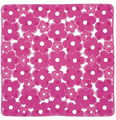 Gedy Tappeto Antiscivolo Doccia Margherita in PVC Fucsia 100% made in Italy | Tappeto Antiscivolo Quadrato per Doccia realizzato in PVC l 51,5 x p 51,5 x h 0,7 cm. Conformità REACH