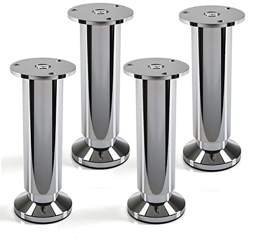 4er Set Möbelfüße Alpha verstellbar Schrankfüße Chrom poliert, belastbar bis 250 Kg, Höhe: 150 mm von SO-TECH