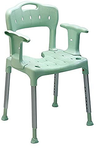 ETAC Swift duschpall/stol, pall med armstöd och ryggstöd, grön, duschstol för användare som kämpar för att hålla under en dusch, duschpall för äldre, handikappade och funktionshindrade användare