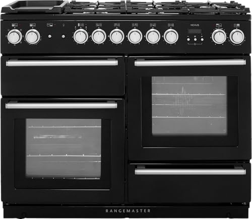 Rangemaster NEX110DFFBL/C Nexus Black with Chrome Trim 110cm Dual Fuel Range Cooker