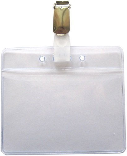 50 Stück Ausweishüllen mit Clip transparent weich PVC im Querformat für Einschübe bis ca. Format 85x55mm hochwertige Ausführung Schutzhülle transparent Einschub Hülle Case für Werksausweis