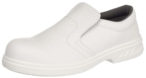 Portwest Mocasín De Seguridad Steelite S2, Tamaño: 45, Color: Blanco, FW81WHR45