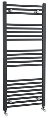 Nuie Radiator MTY105 |Modern Bathroom Vertical Heated Ladder Towel Straight Rails, 1150mm x 500mm, Anthracite, Set of 2 Pieces
