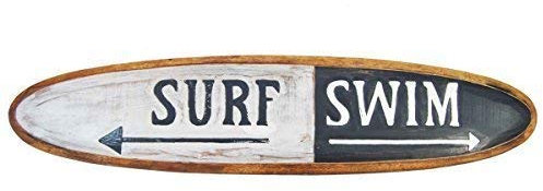 Interlifestyle Surfbrett 100cm Deko für Surfer Surf Swim Strand Surfboard Holzschild Wandschild