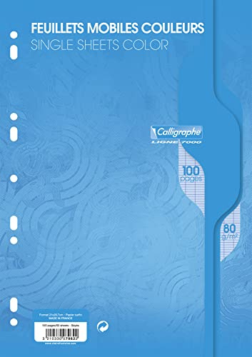 Calligraphe 7962C - Packung mit 50 Blatt Ringbucheinlagen Calligraphe, DIN A4 21x29,7 cm, französische Lineatur, 80g, Blau, 1 Pack