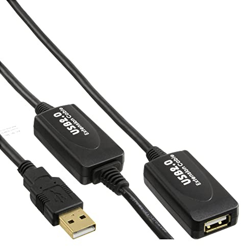 InLine 34613I USB 2.0 Aktiv-Verlängerung, mit Signalverstärkung Repeater, Stecker A an Buchse A, 20m