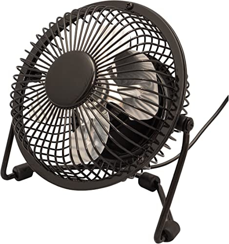 Prem-i-air Black Mini 4 USB Powered Desk Fan, Adjustable Head and Body. Use in Cars, Vehicles and Caravans with USB Port