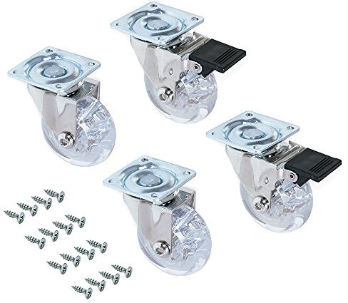 Emuca - Rollen-Kit Slip transparentes mit montierter Platte, Ø 50, Stahl und Kunststoff